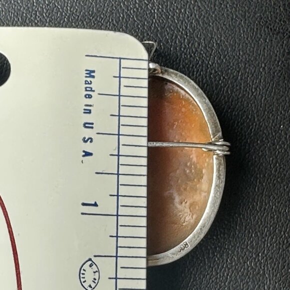 VTG Cameo‎ Shell Pendant Brooch 1 3/8" Victorian Lady 800 Fine Silver Italy MCM - Picture 9 of 12